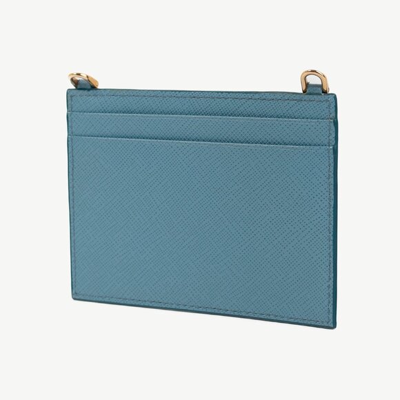 Prada Blue Saffiano Leather Shoulder-Strap Card Holder - Picture 3 of 10